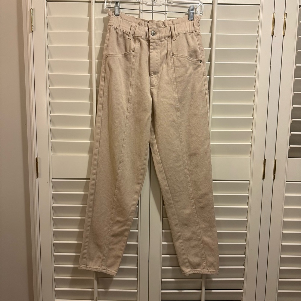 Forever 21 Women’s Cream Colored Paper Bag Jeans 100% Cotton Size 27